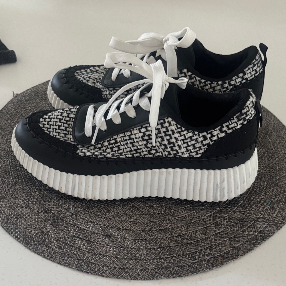 Black and White Platform Sneakers